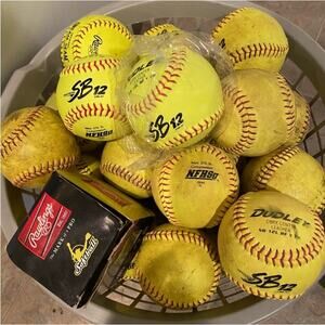 Lot of 10 NFHS Fastpitch Leather Softballs